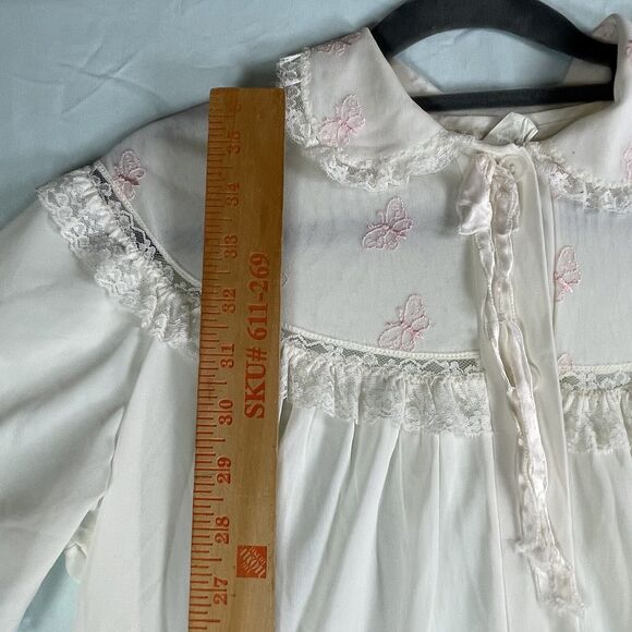 VTG Miss Siren SIZE MEDIUM Womens Tricot Butterfly Embroidered Cottage Nightgown - Picture 3 of 6
